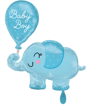 XL Folienballon - Baby Boy, Elefant blau - 78cm